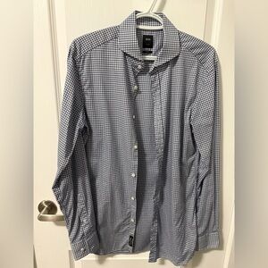 Boss Men's Navy and White Checkered Shirt